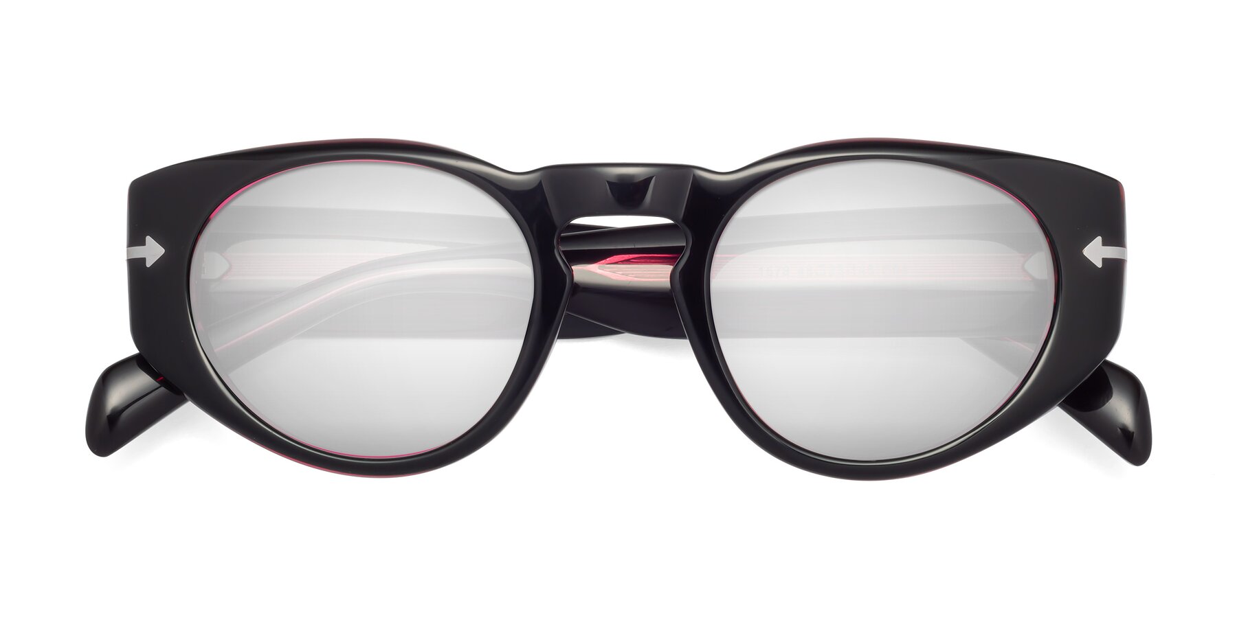 Folded Front of 1578 in Black-Wine with Silver Mirrored Lenses