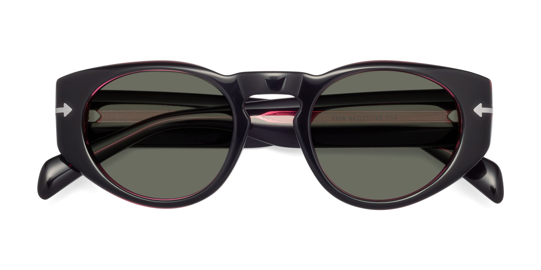 Folded Front of 1578 in Black-Wine with Gray Polarized Lenses