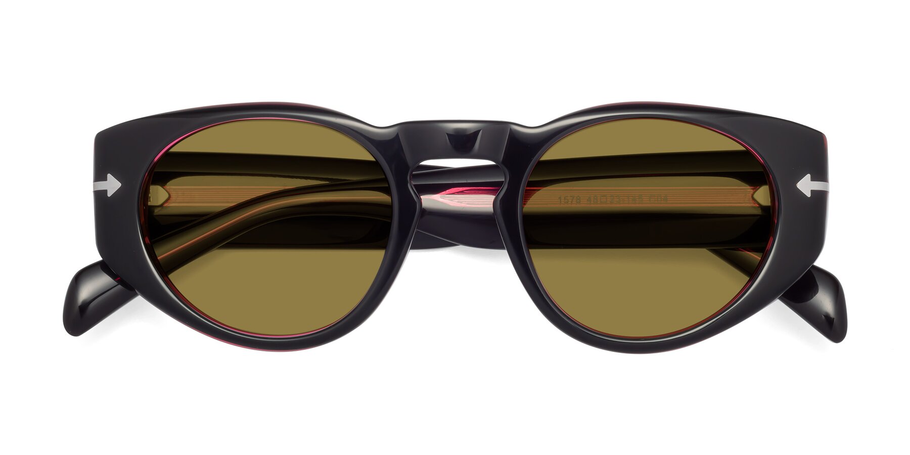 Folded Front of 1578 in Black-Wine with Brown Polarized Lenses