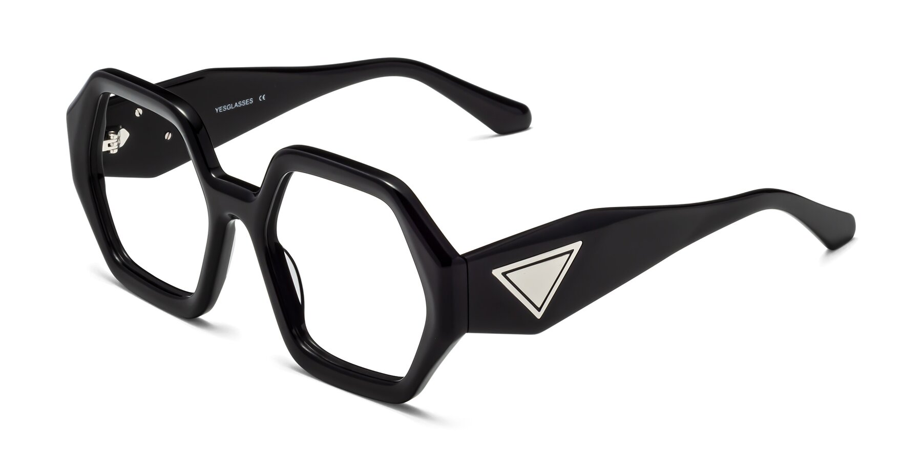 Angle of 1582 in Black with Clear Blue Light Blocking Lenses