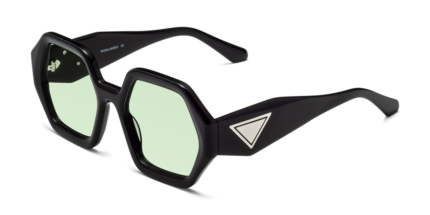 Angle of 1582 in Black with Light Green Tinted Lenses