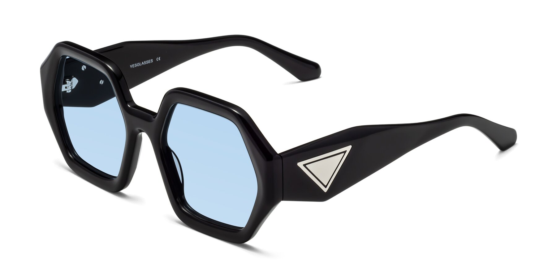 Angle of 1582 in Black with Light Blue Tinted Lenses