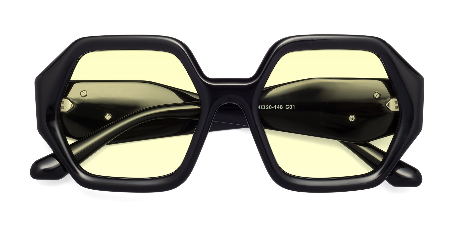 Folded Front of 1582 in Black with Light Yellow Tinted Lenses
