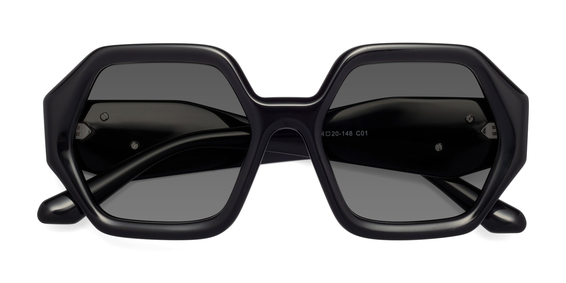 Folded Front of 1582 in Black with Medium Gray Tinted Lenses