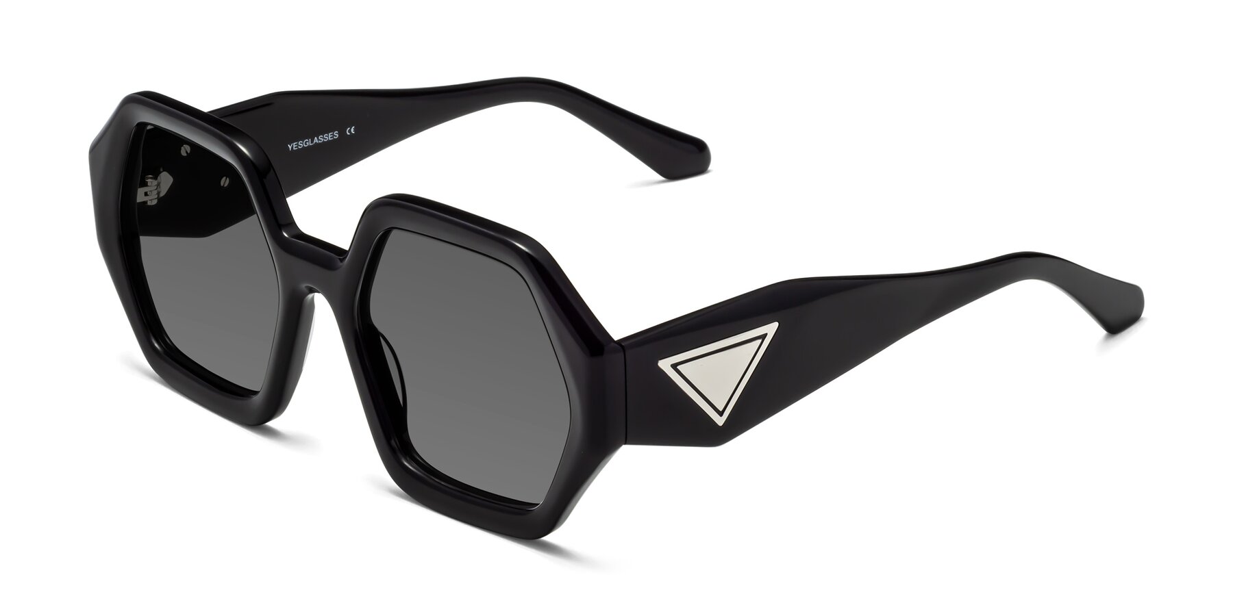Angle of 1582 in Black with Medium Gray Tinted Lenses