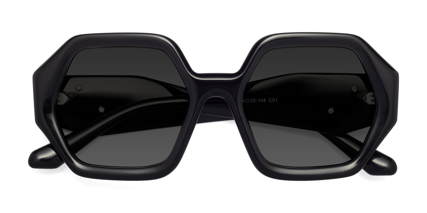 Folded Front of 1582 in Black with Gray Tinted Lenses