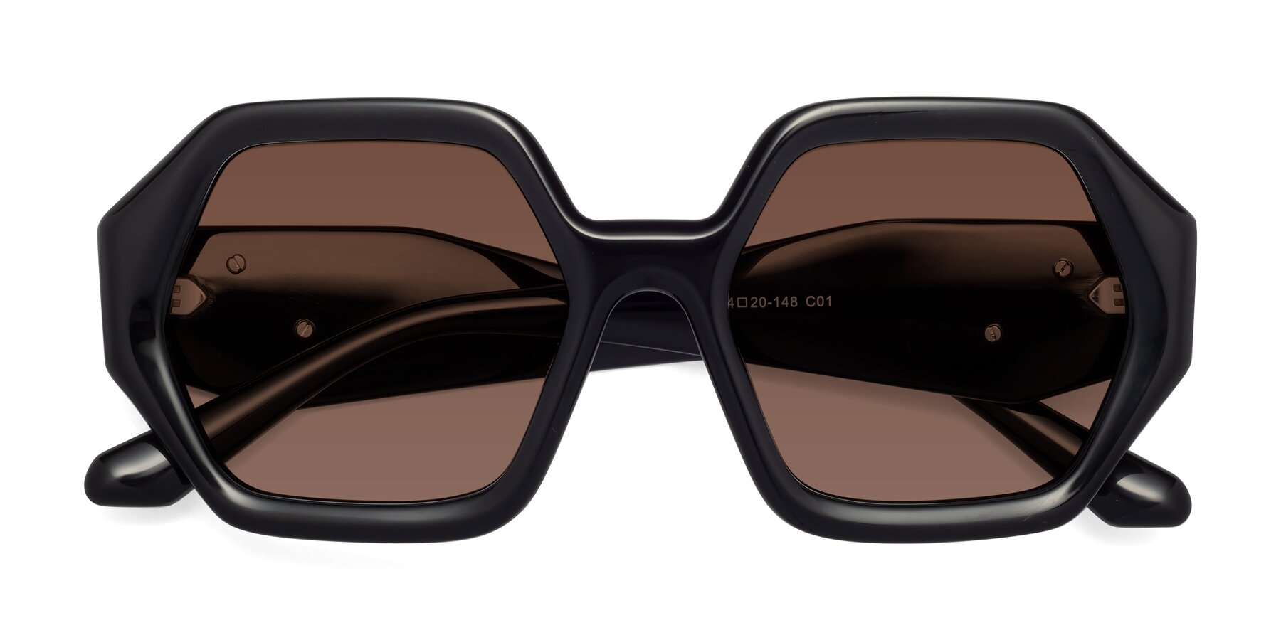 Folded Front of 1582 in Black with Brown Tinted Lenses