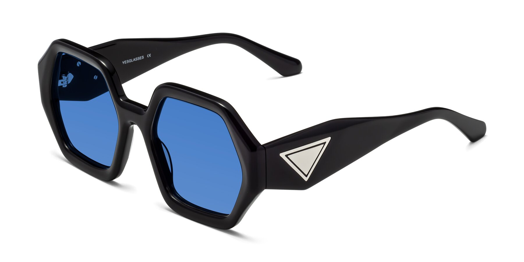 Angle of 1582 in Black with Blue Tinted Lenses
