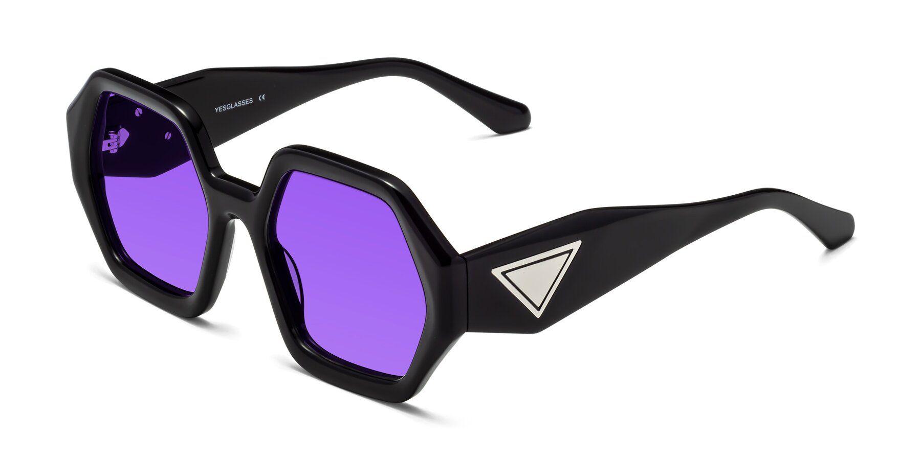 Angle of 1582 in Black with Purple Tinted Lenses