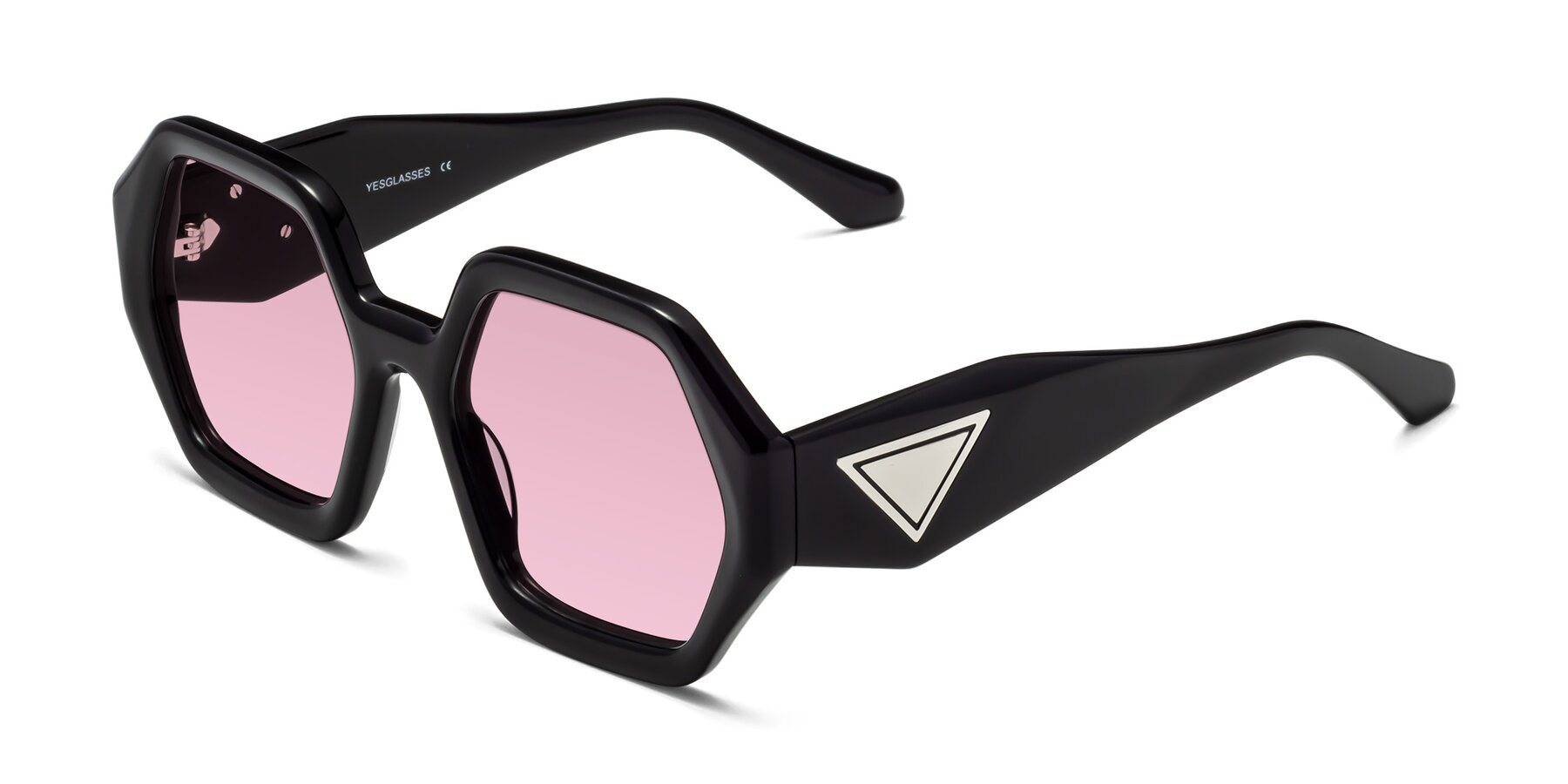 Angle of 1582 in Black with Light Wine Tinted Lenses