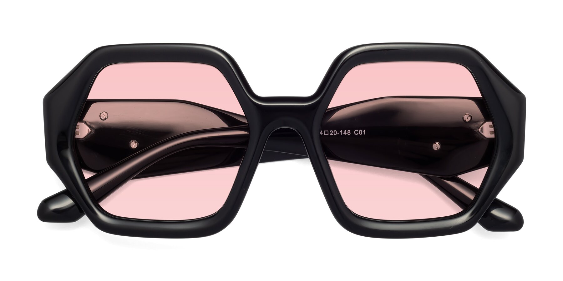 Folded Front of 1582 in Black with Light Garnet Tinted Lenses