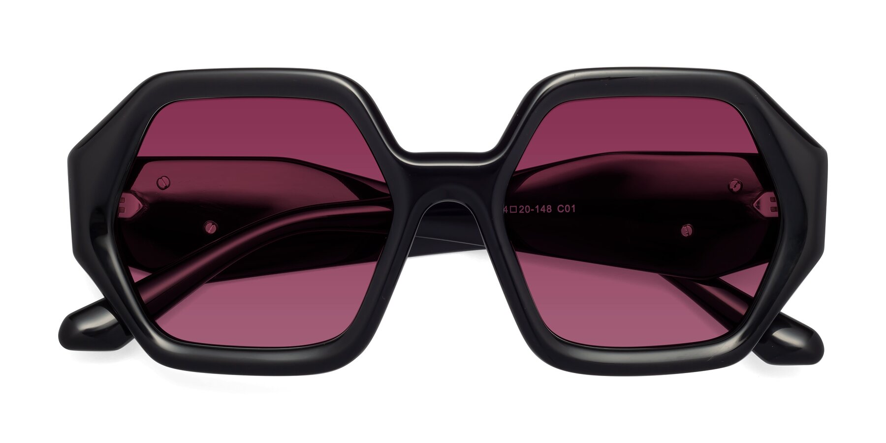 Folded Front of 1582 in Black with Wine Tinted Lenses