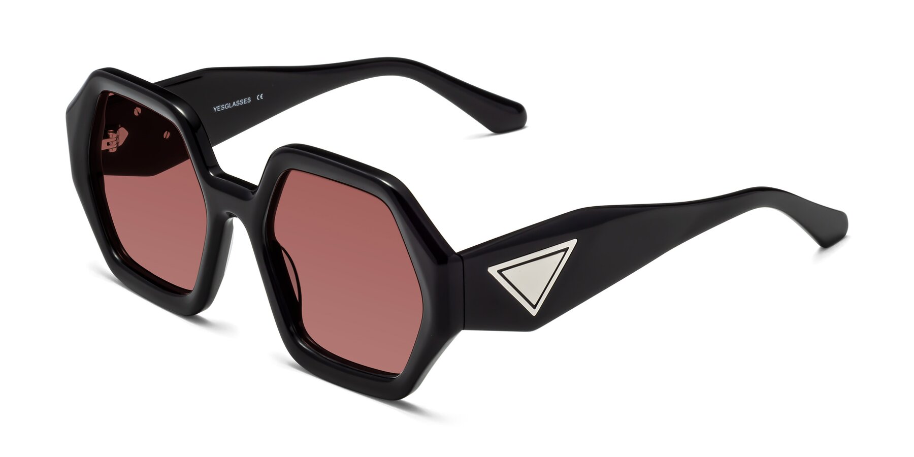 Angle of 1582 in Black with Garnet Tinted Lenses