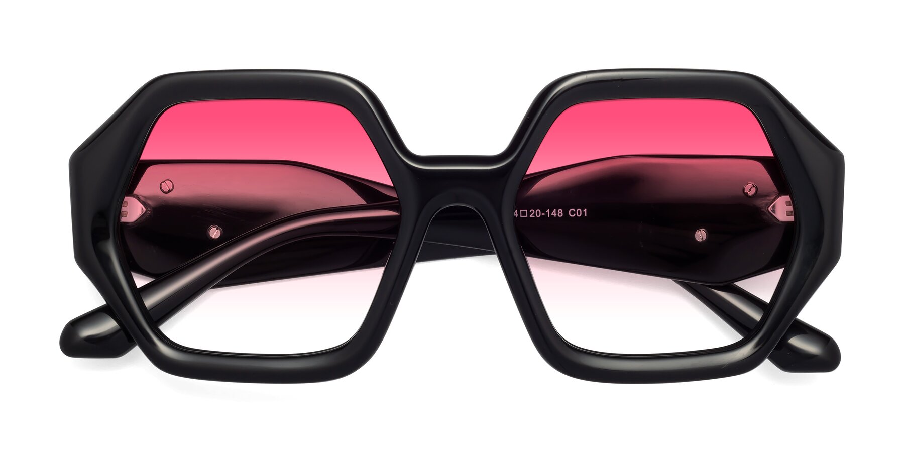 Folded Front of 1582 in Black with Pink Gradient Lenses