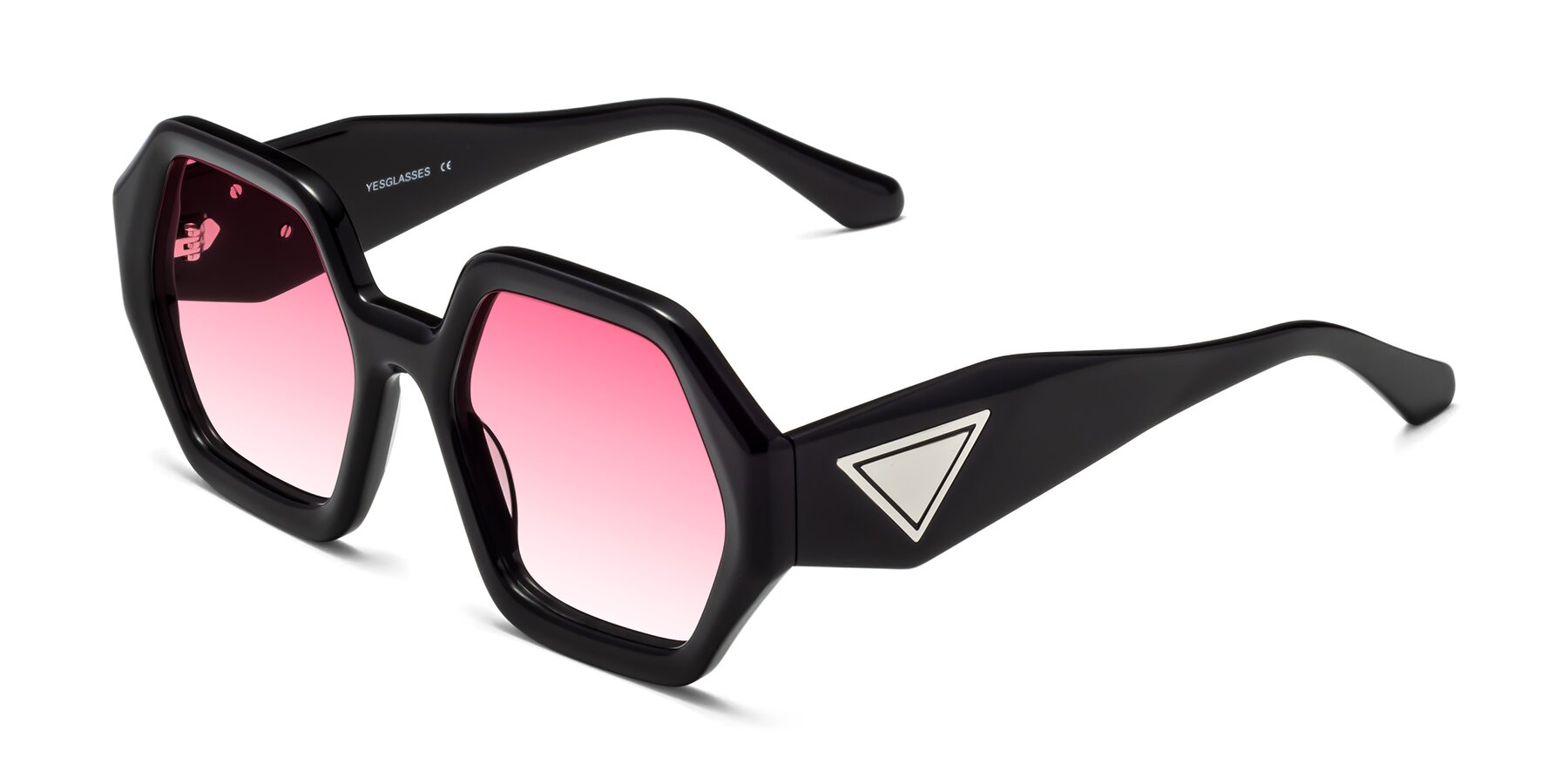 Angle of 1582 in Black with Pink Gradient Lenses