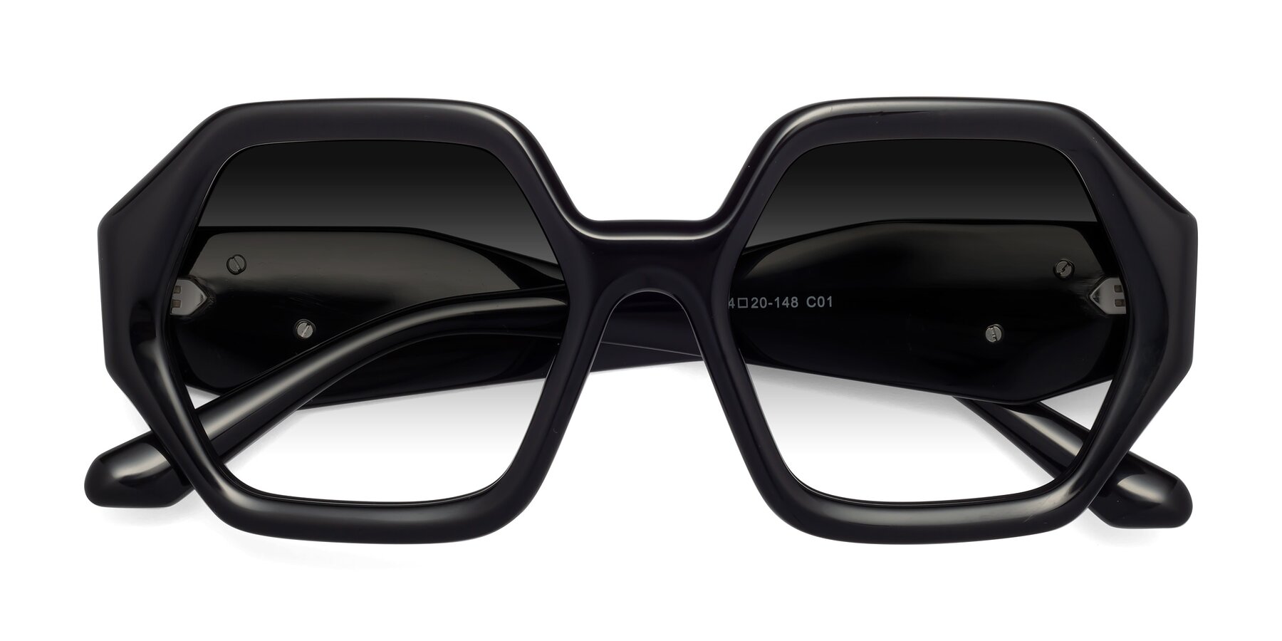 Folded Front of 1582 in Black with Gray Gradient Lenses