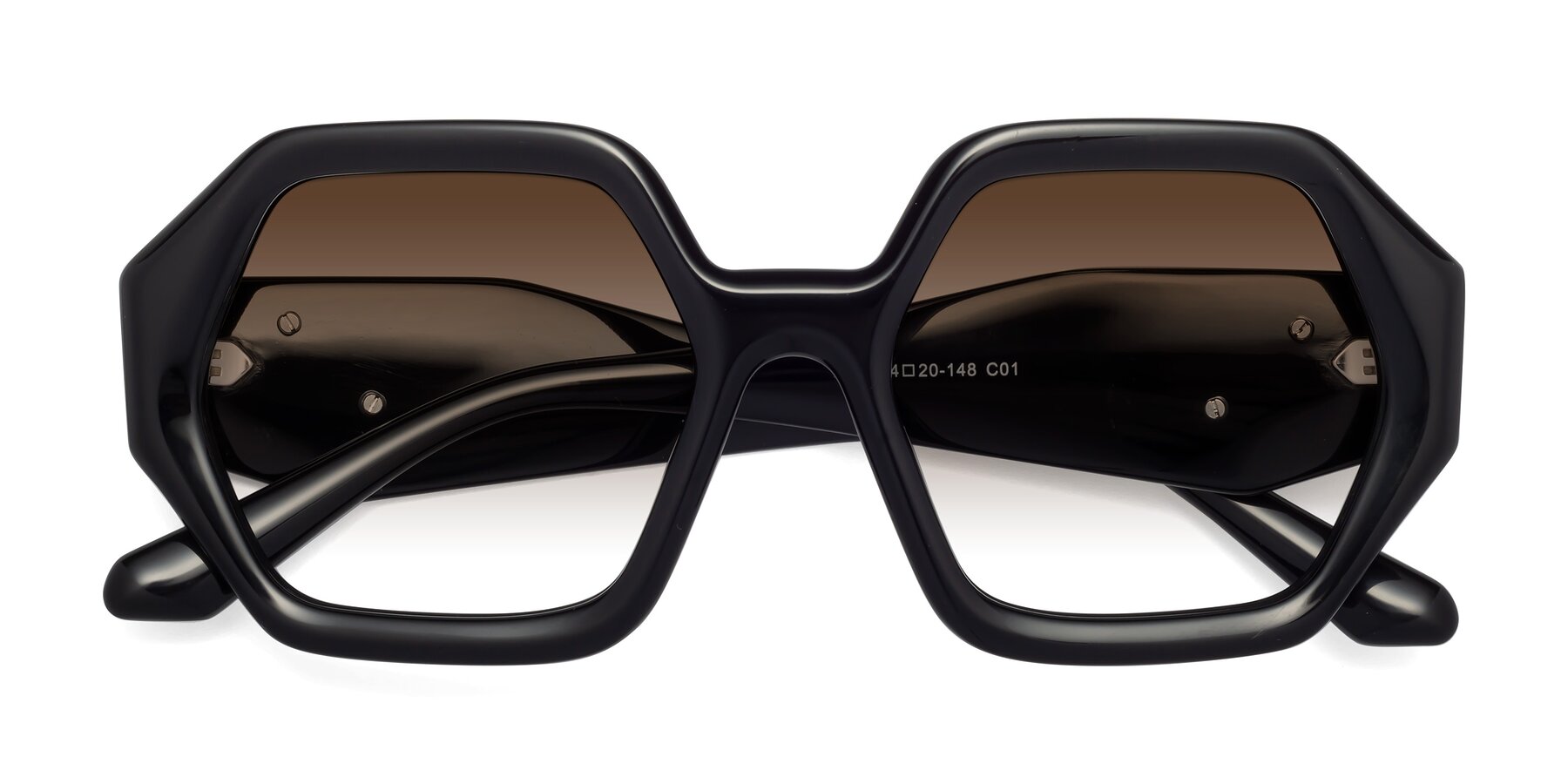 Folded Front of 1582 in Black with Brown Gradient Lenses