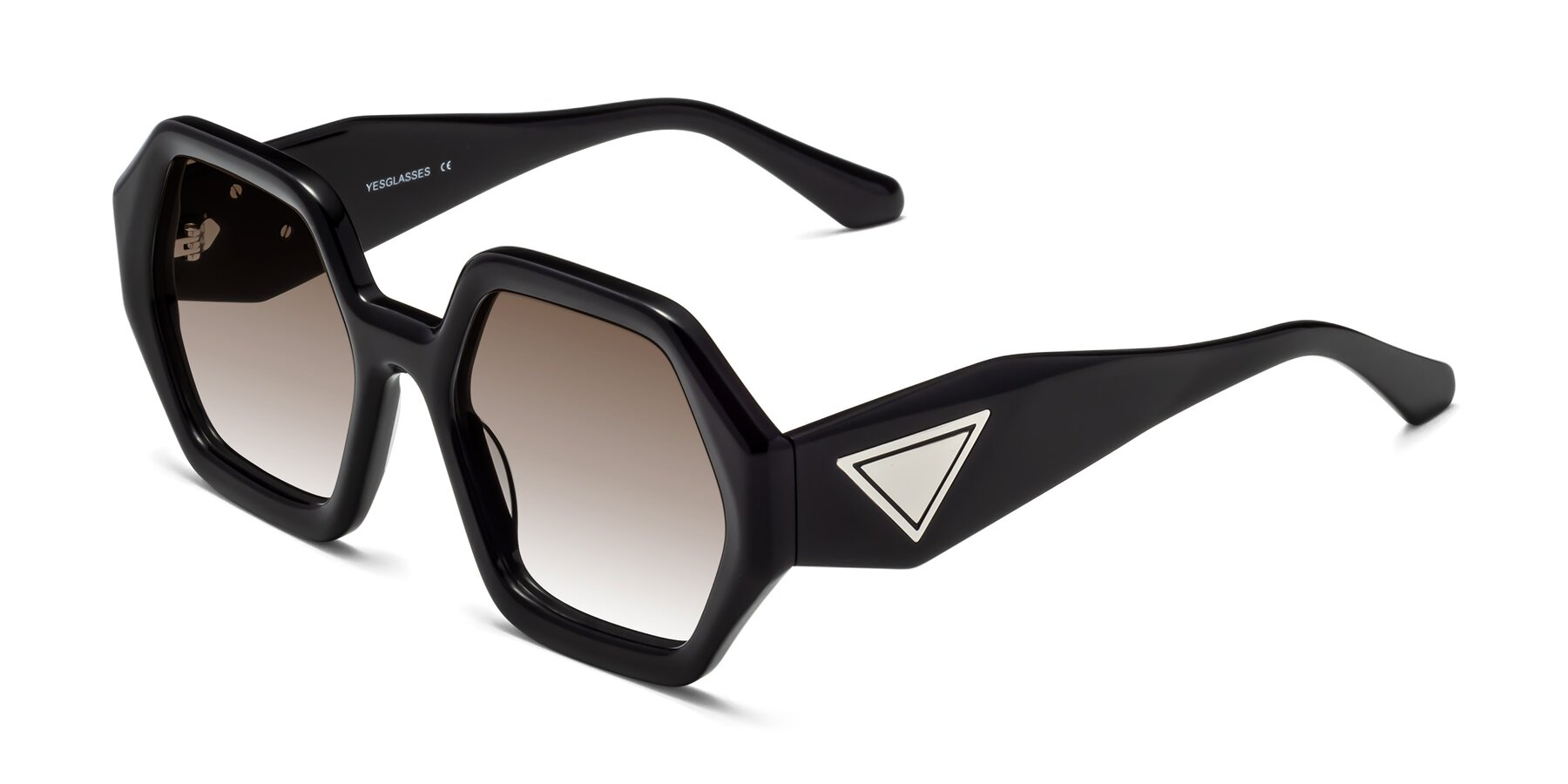 Angle of 1582 in Black with Brown Gradient Lenses
