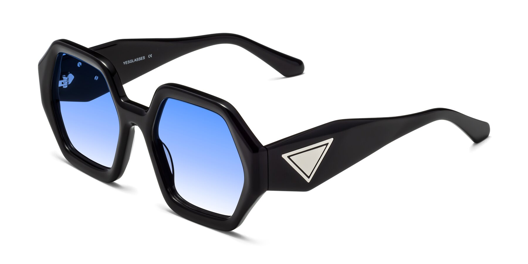 Angle of 1582 in Black with Blue Gradient Lenses