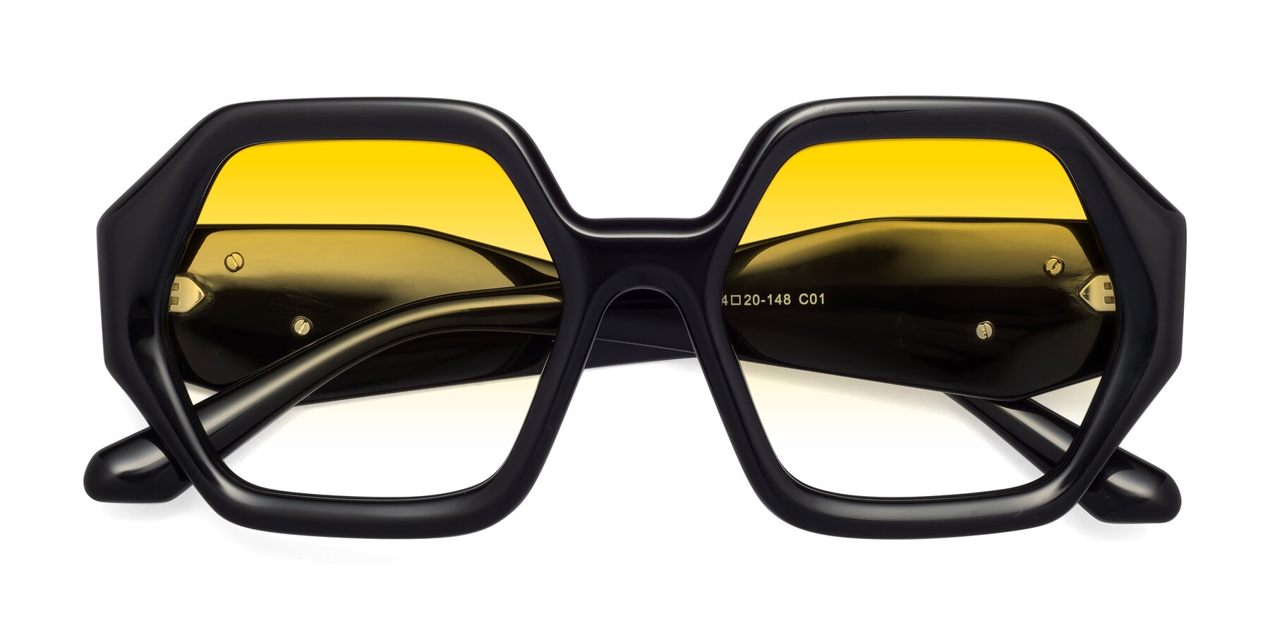 Folded Front of 1582 in Black with Yellow Gradient Lenses