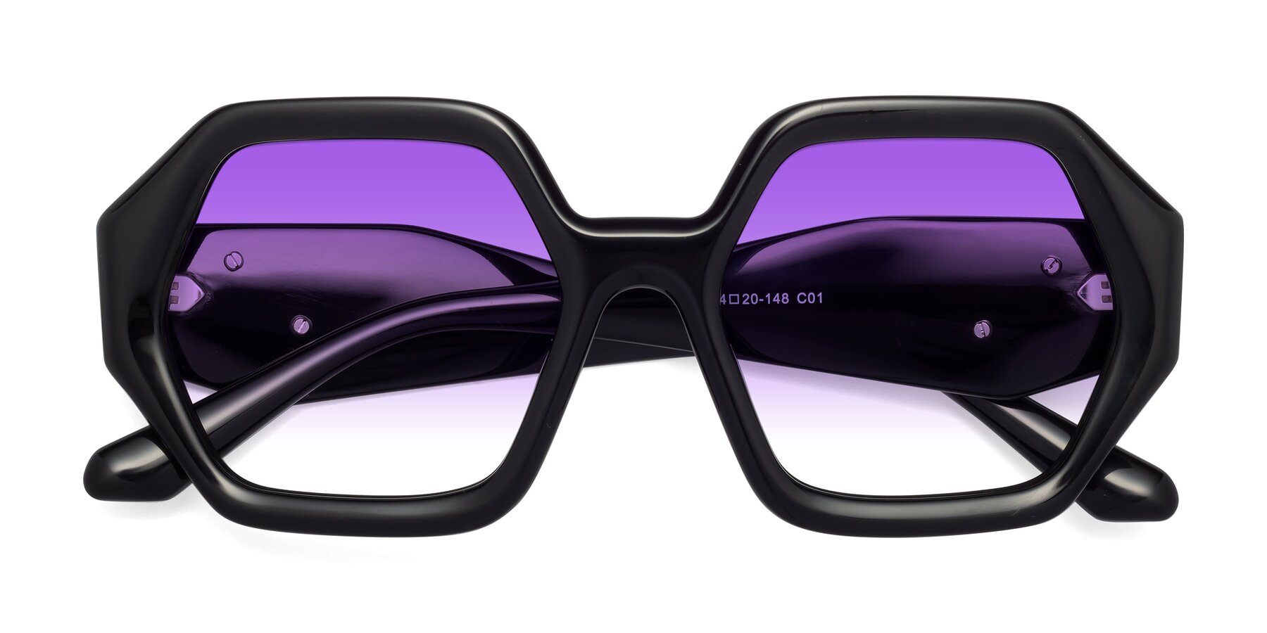 Folded Front of 1582 in Black with Purple Gradient Lenses