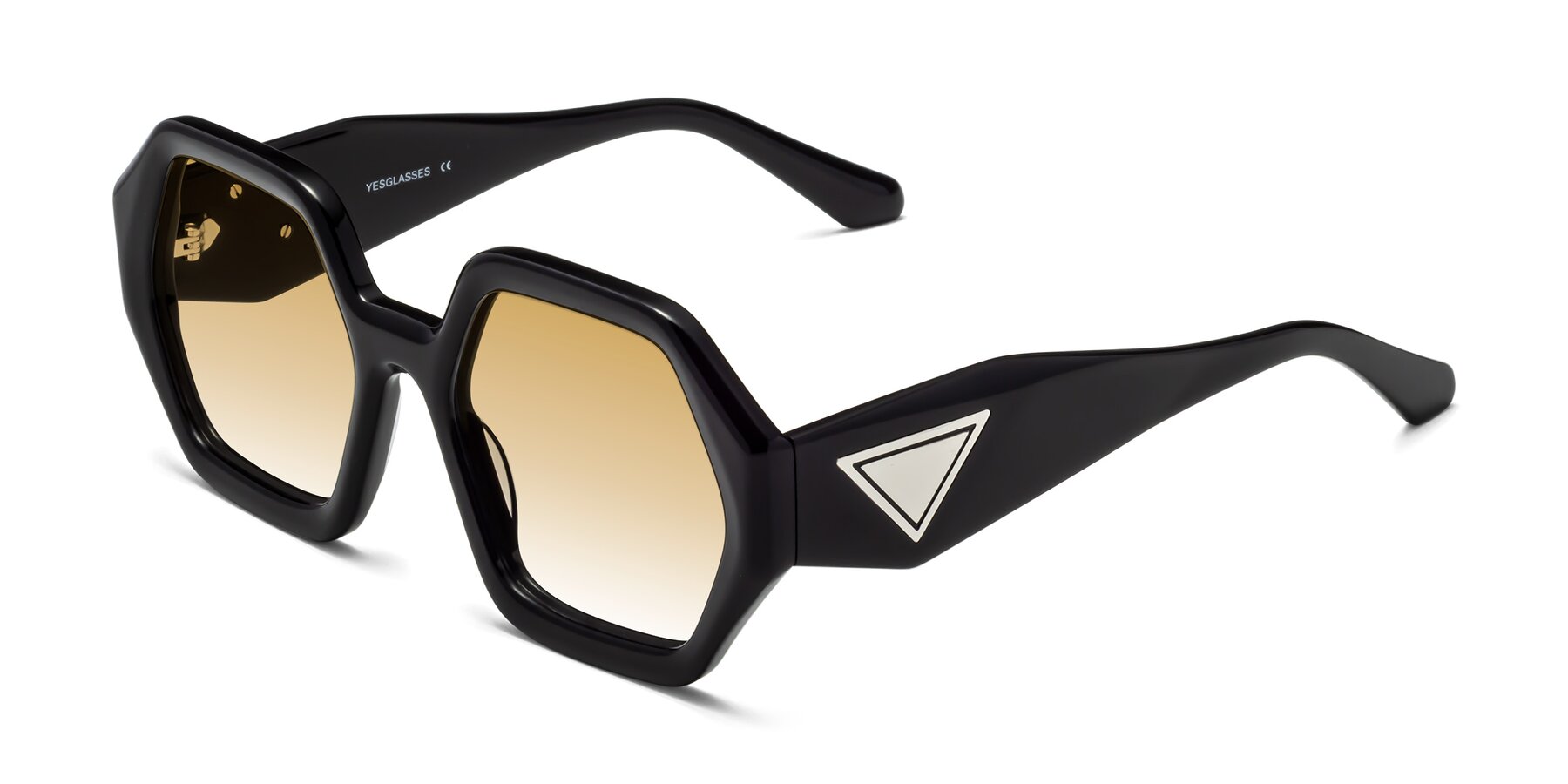 Angle of 1582 in Black with Champagne Gradient Lenses
