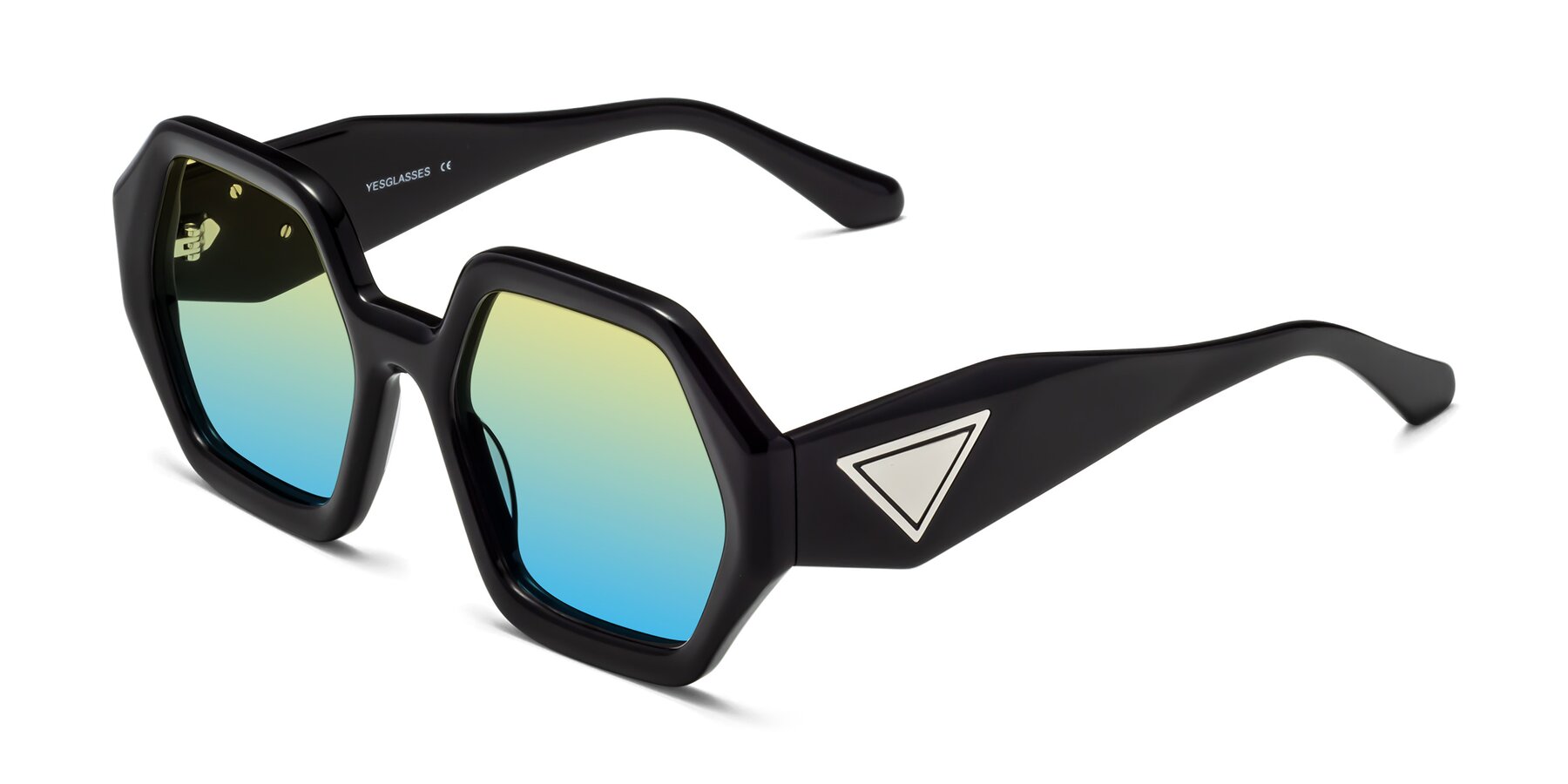 Angle of 1582 in Black with Yellow / Blue Gradient Lenses