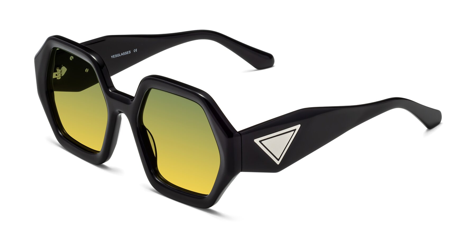 Angle of 1582 in Black with Green / Yellow Gradient Lenses