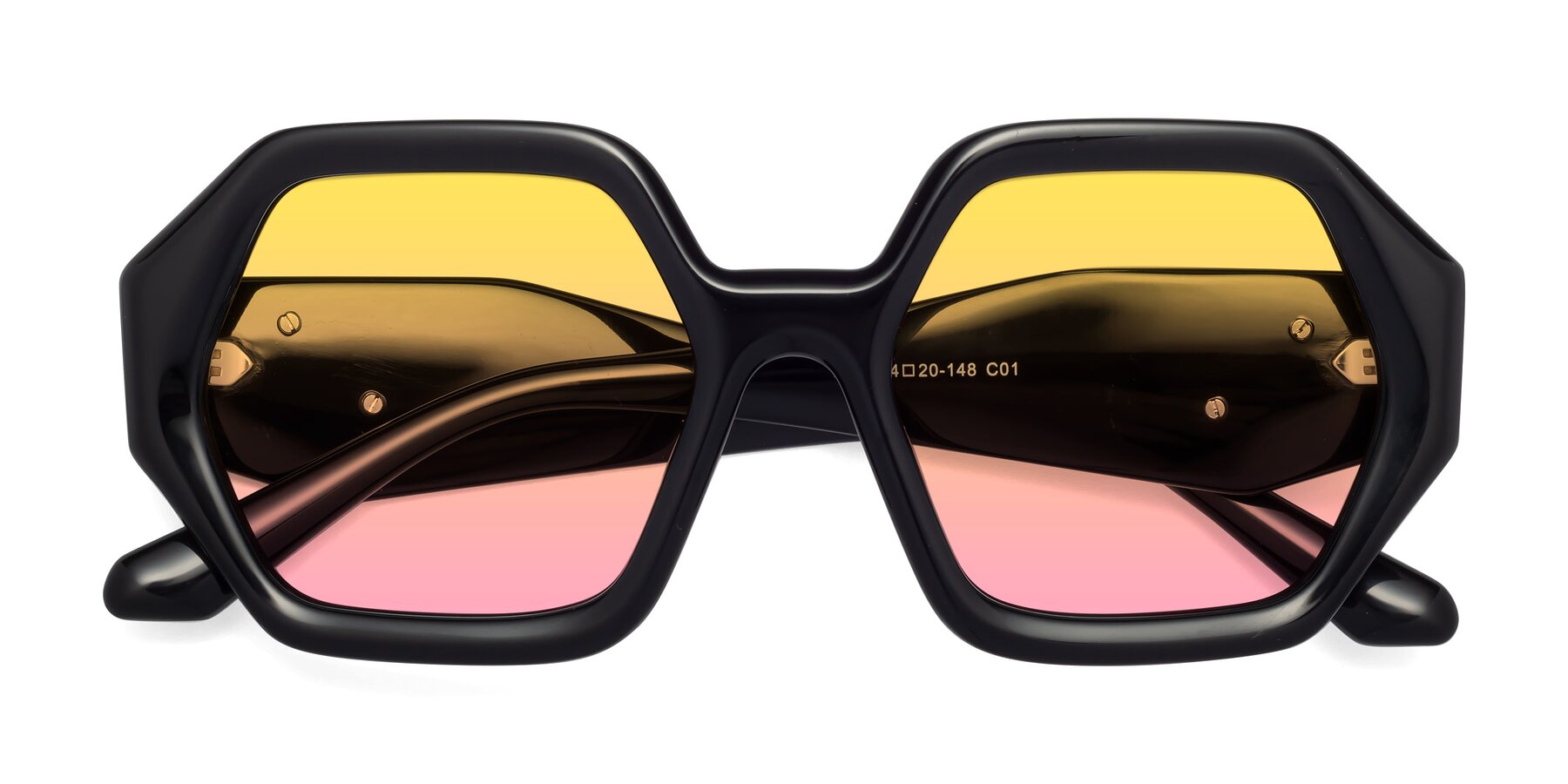 Folded Front of 1582 in Black with Yellow / Pink Gradient Lenses