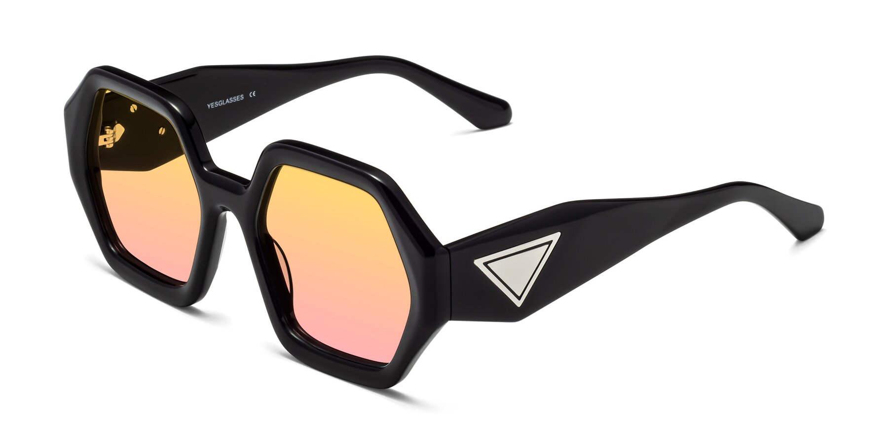 Angle of 1582 in Black with Yellow / Pink Gradient Lenses