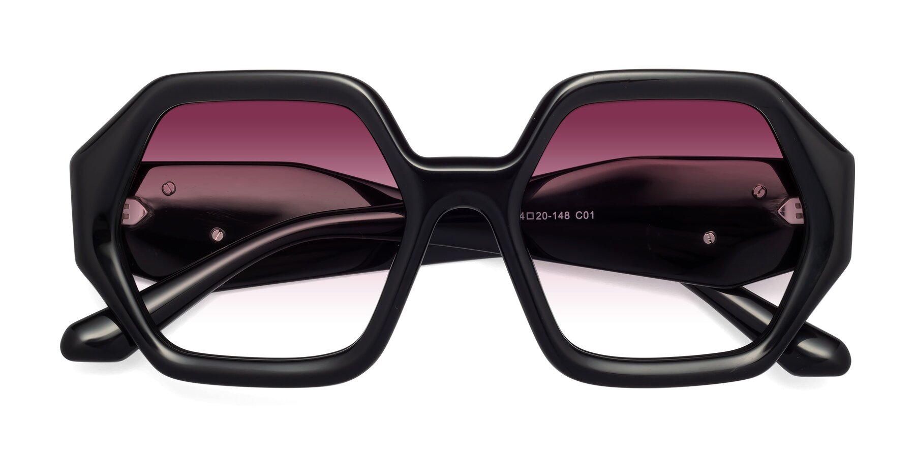 Folded Front of 1582 in Black with Wine Gradient Lenses