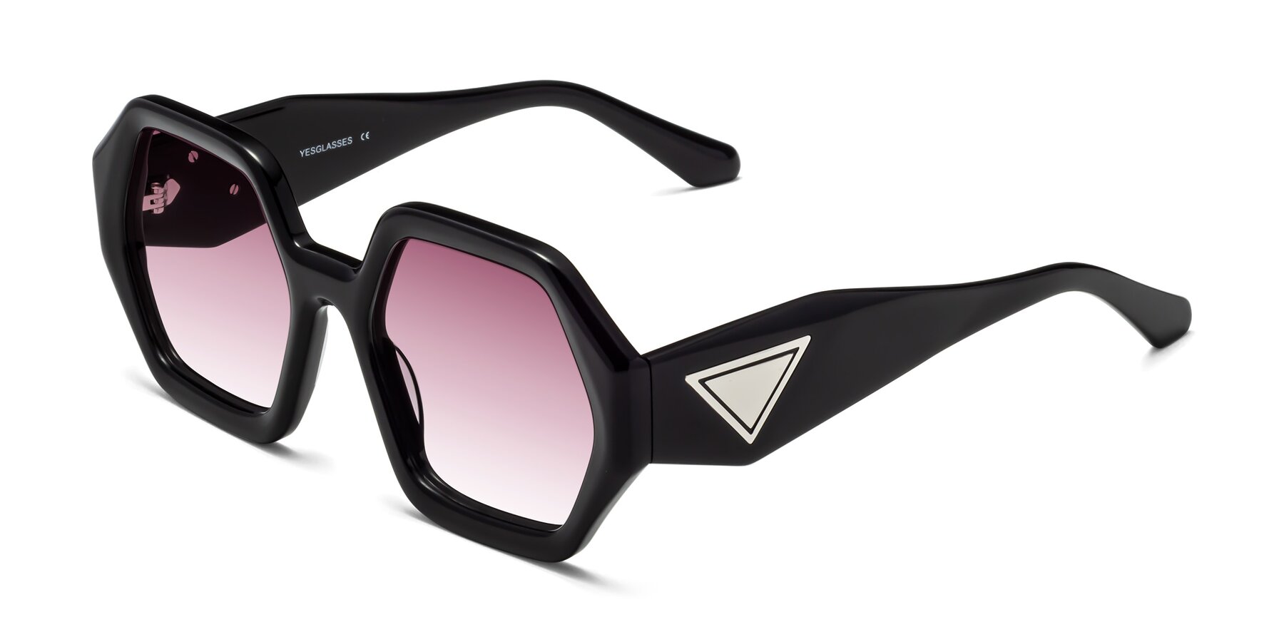 Angle of 1582 in Black with Wine Gradient Lenses