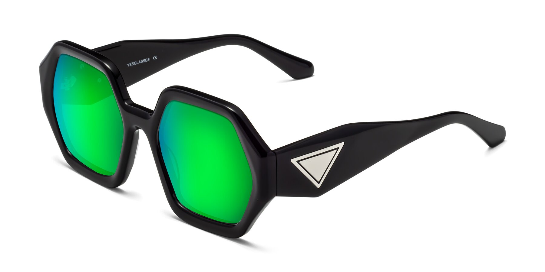 Angle of 1582 in Black with Green Mirrored Lenses