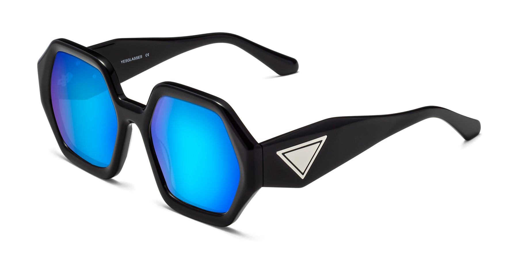 Angle of 1582 in Black with Blue Mirrored Lenses