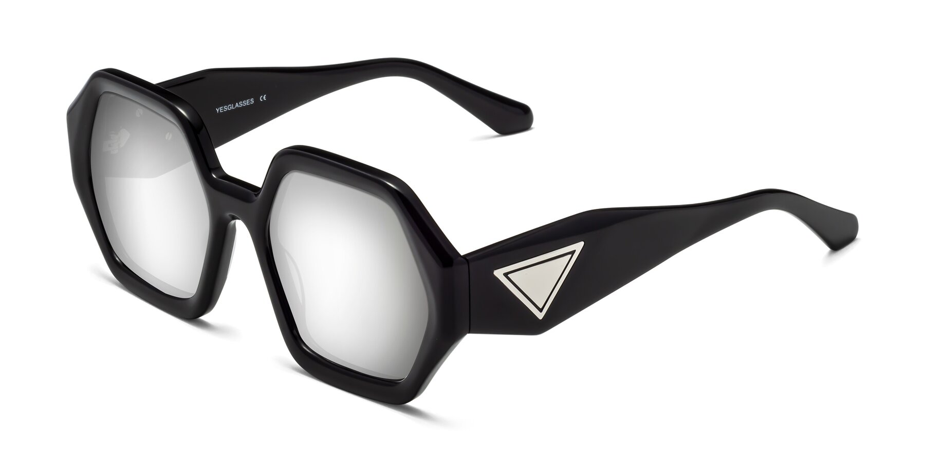 Angle of 1582 in Black with Silver Mirrored Lenses