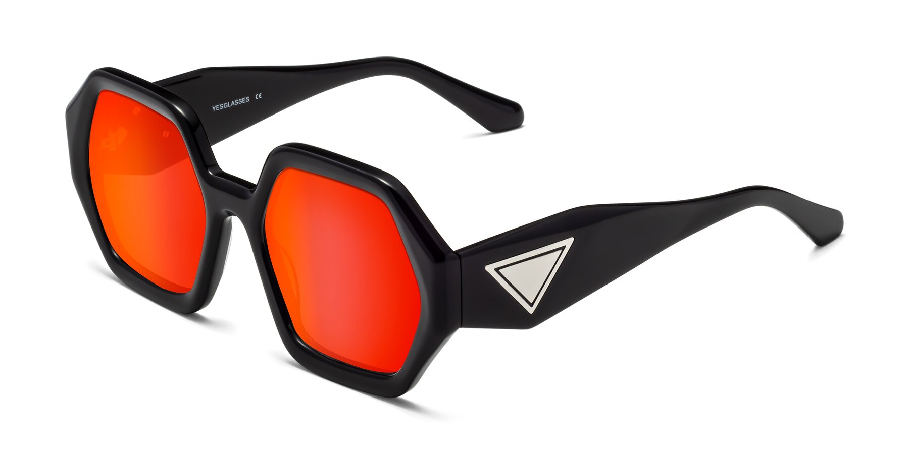 Angle of 1582 in Black with Red Gold Mirrored Lenses
