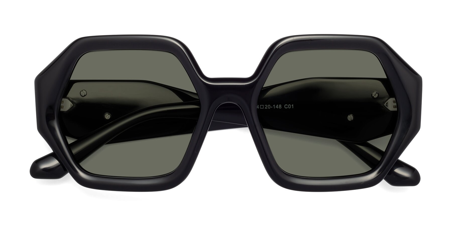 Folded Front of 1582 in Black with Gray Polarized Lenses