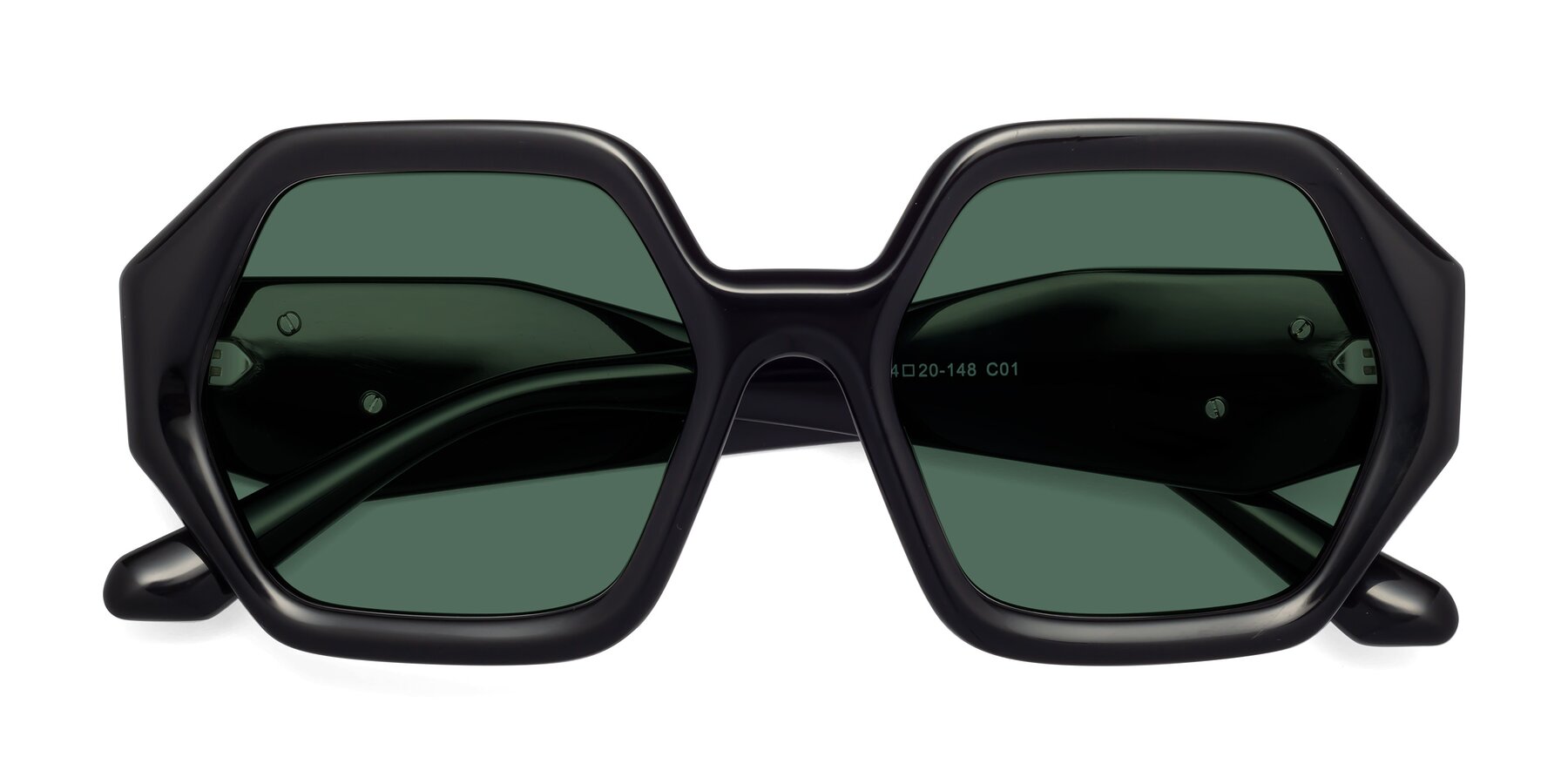 Folded Front of 1582 in Black with Green Polarized Lenses