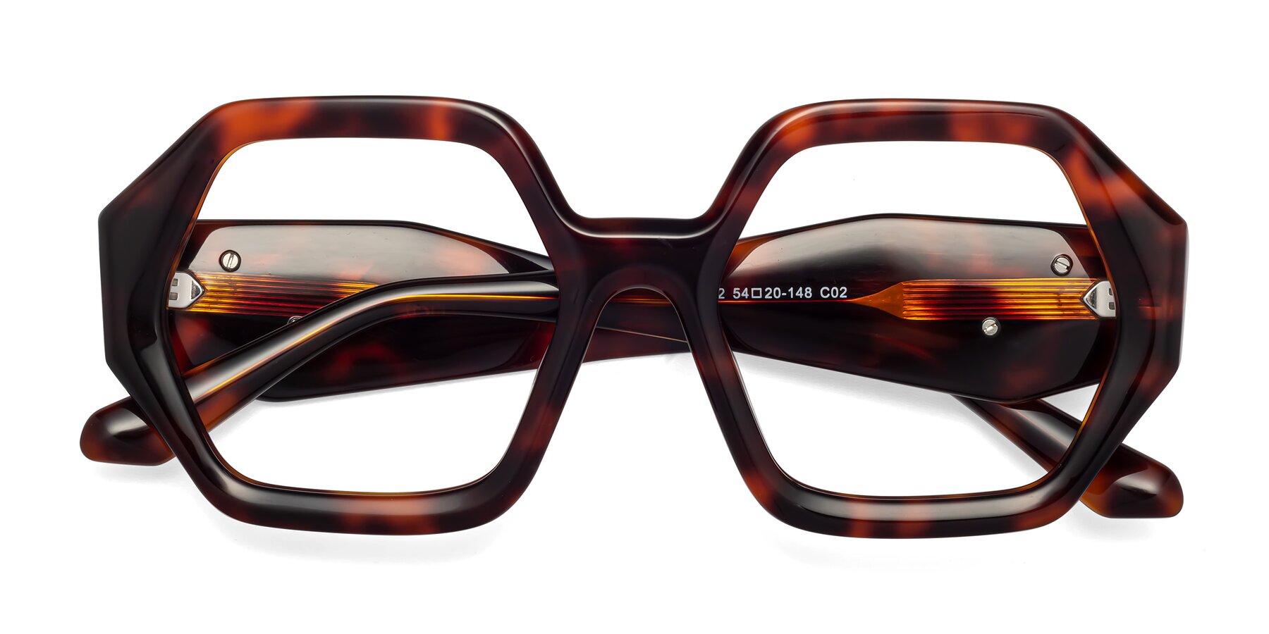 Folded Front of 1582 in Tortoise with Clear Blue Light Blocking Lenses