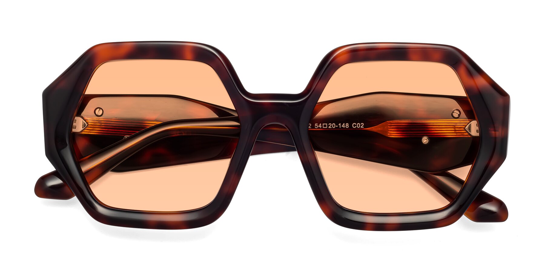 Folded Front of 1582 in Tortoise with Light Orange Tinted Lenses