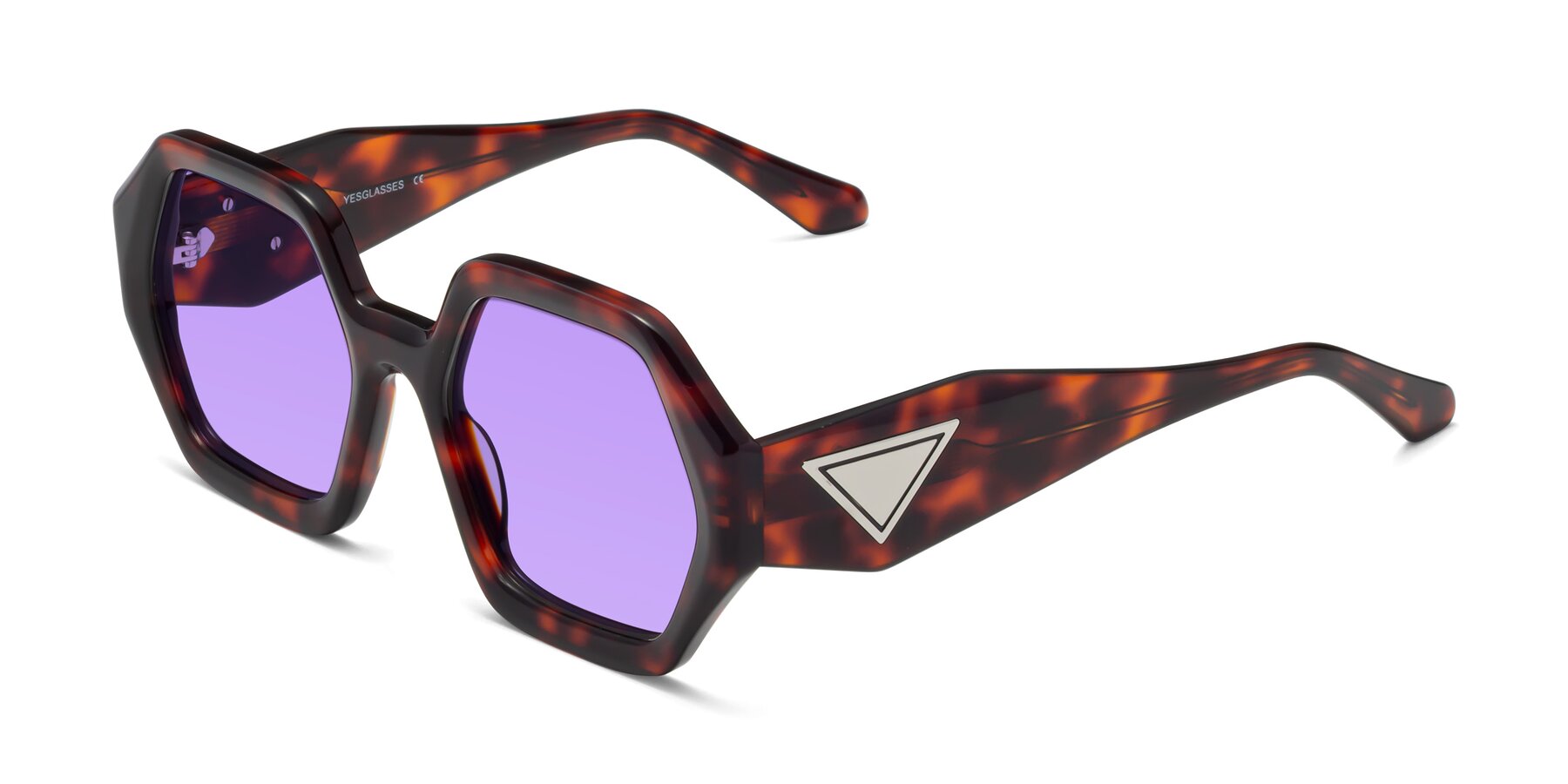 Angle of 1582 in Tortoise with Medium Purple Tinted Lenses
