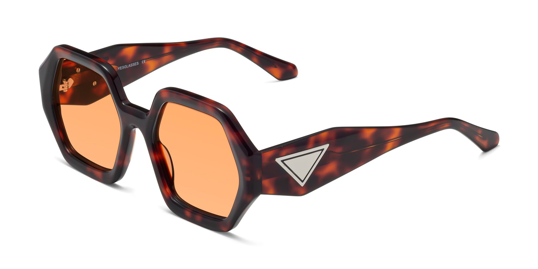 Angle of 1582 in Tortoise with Medium Orange Tinted Lenses