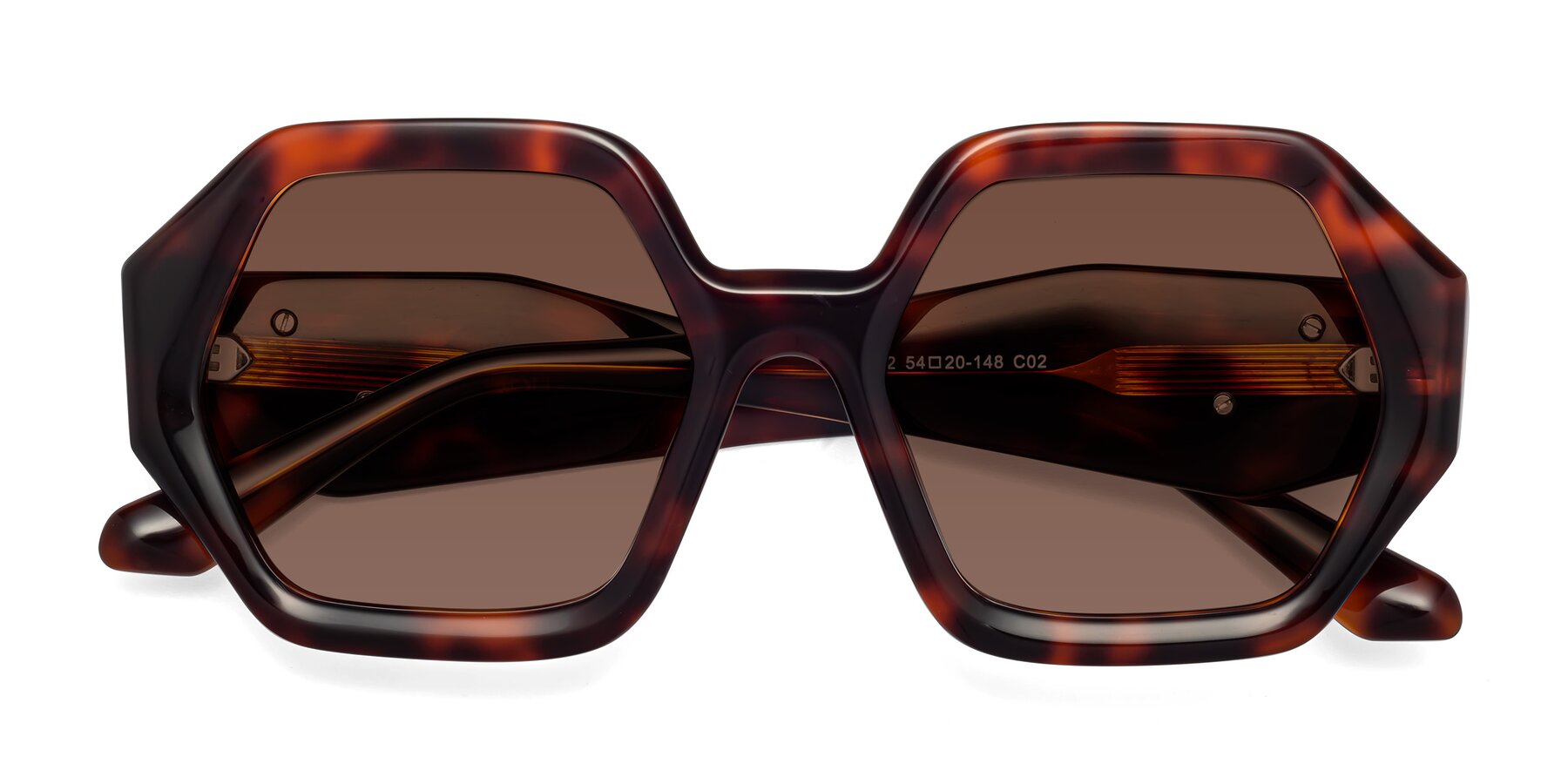 Folded Front of 1582 in Tortoise with Brown Tinted Lenses