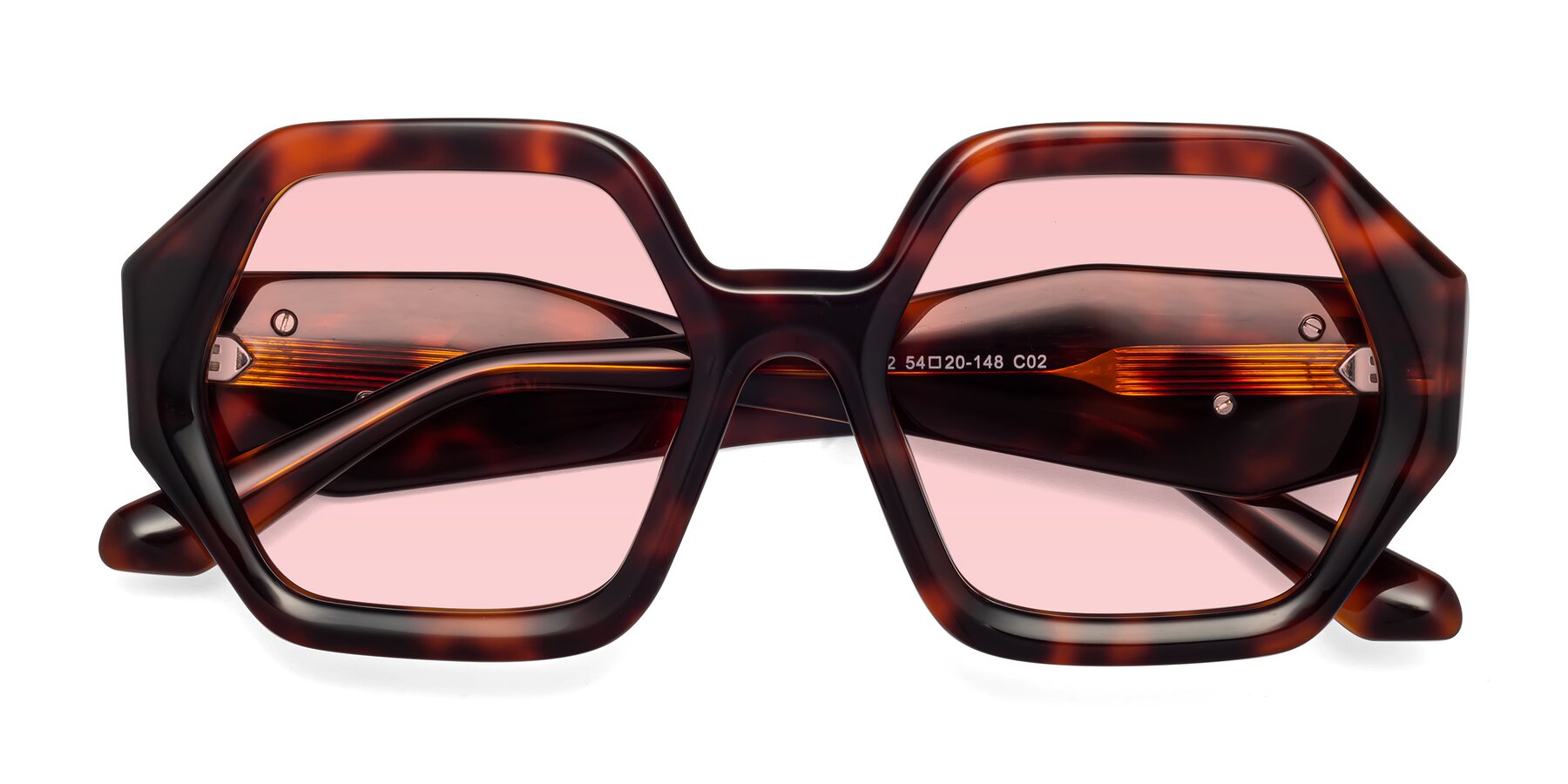 Folded Front of 1582 in Tortoise with Light Garnet Tinted Lenses