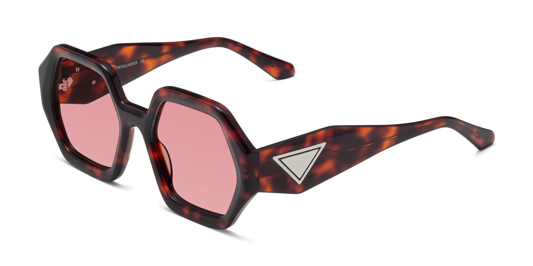 Angle of 1582 in Tortoise with Medium Garnet Tinted Lenses