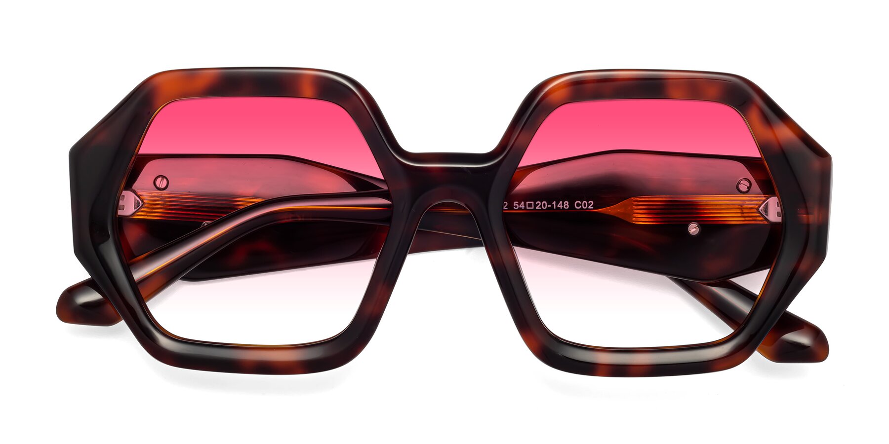 Folded Front of 1582 in Tortoise with Pink Gradient Lenses