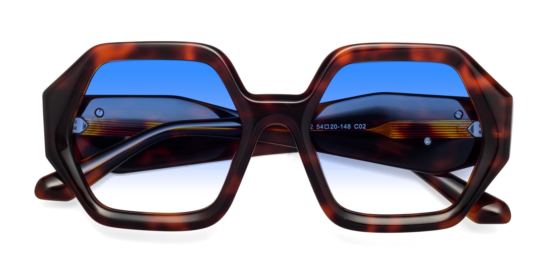 Folded Front of 1582 in Tortoise with Blue Gradient Lenses