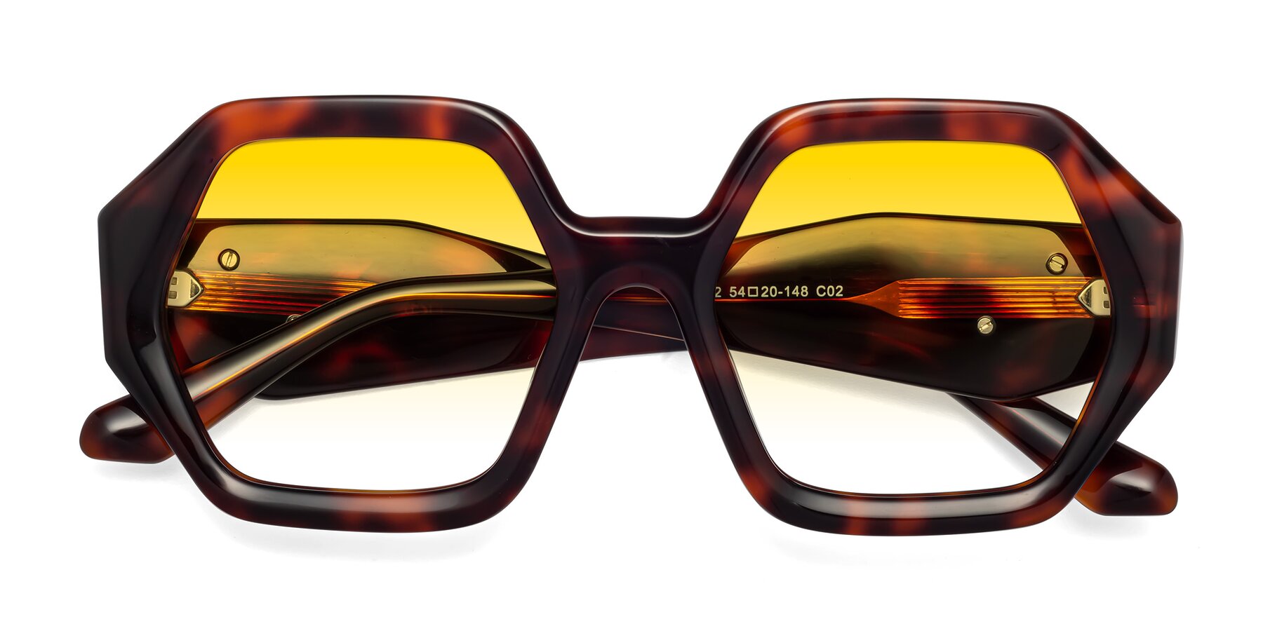 Folded Front of 1582 in Tortoise with Yellow Gradient Lenses