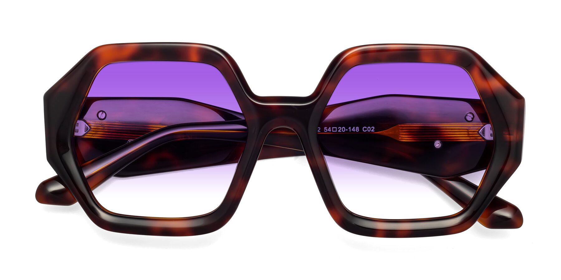 Folded Front of 1582 in Tortoise with Purple Gradient Lenses