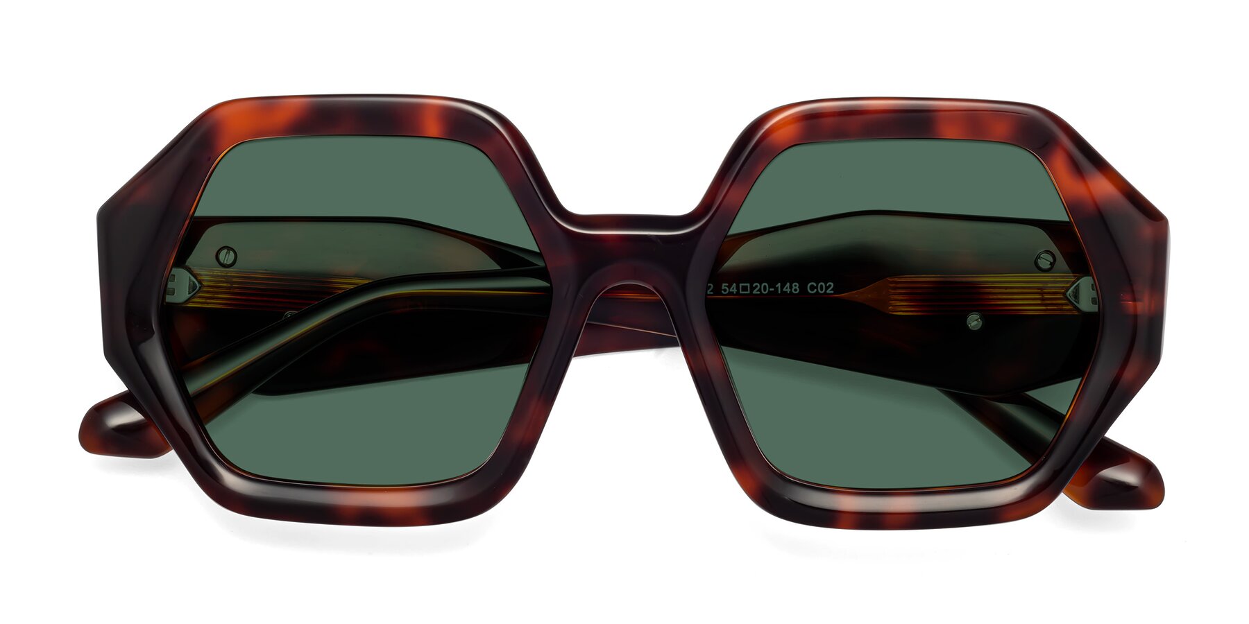 Folded Front of 1582 in Tortoise with Green Polarized Lenses